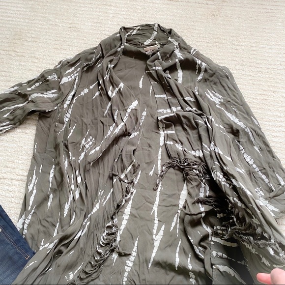 NWT Knox Rose olive tie dye open front top - Picture 5 of 11